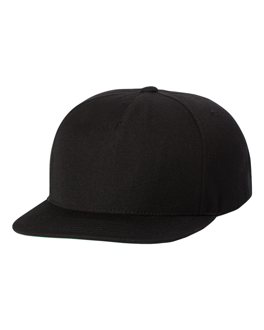 Black Premium Five-Panel Snapback Cap - 5089M