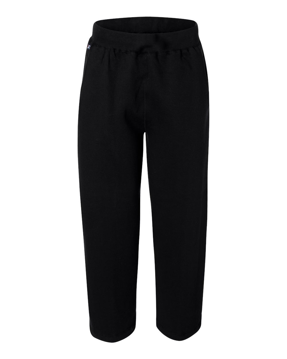 Front View of Black Premium Open-Bottom Sweatpants - 8992