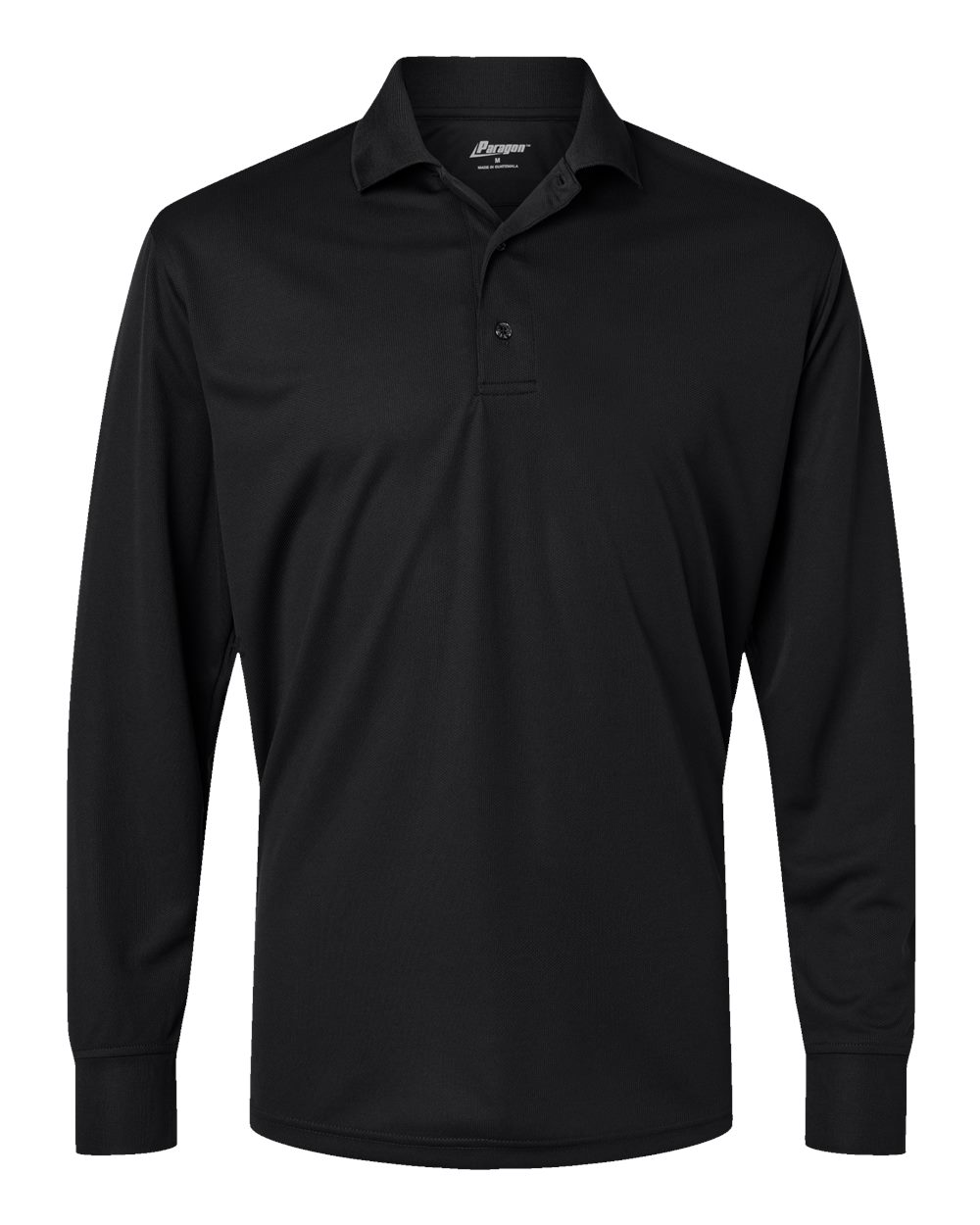 Front View of Black Prescott Long Sleeve Polo - 110