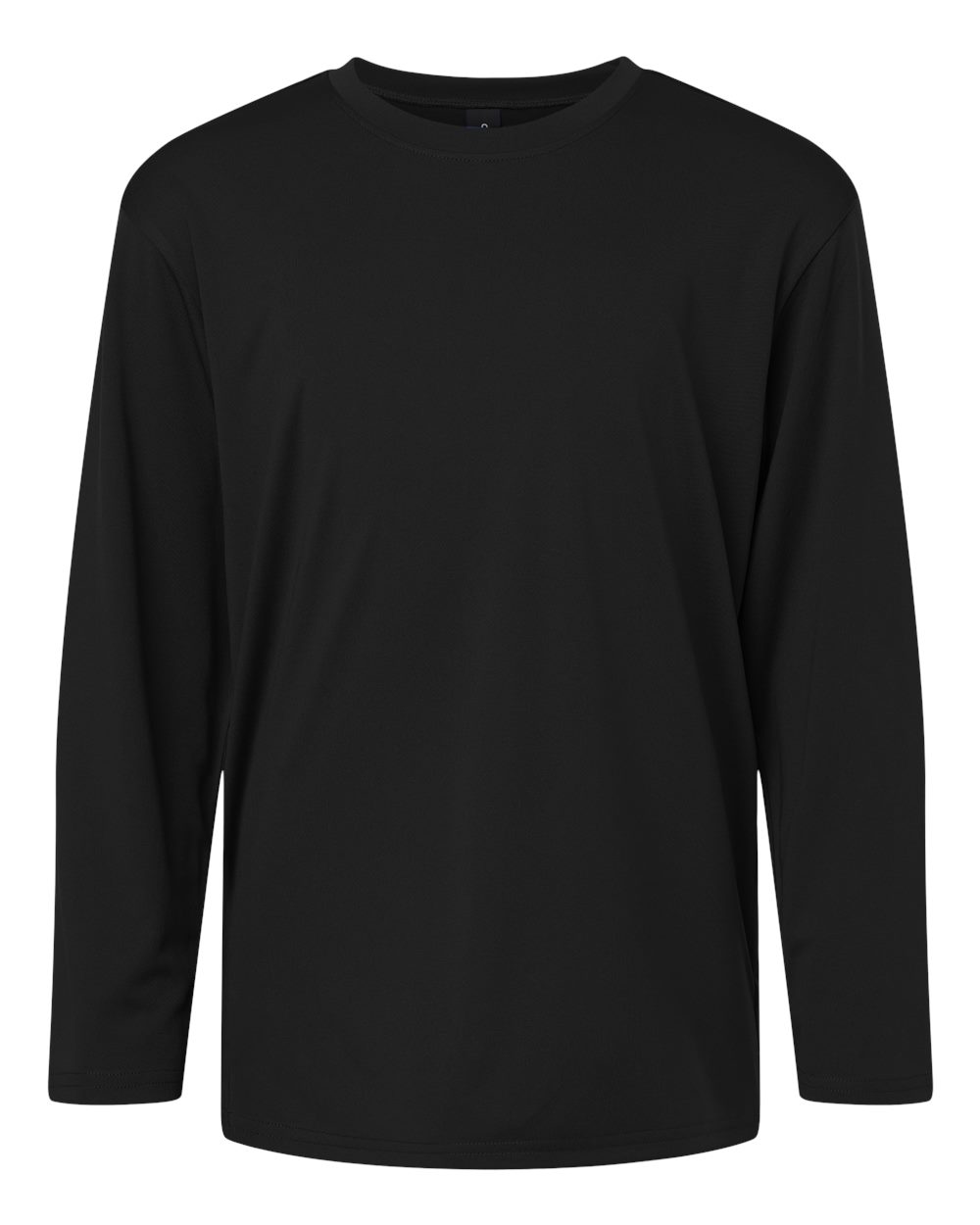 Front View of Black Pro-Lock Youth Performance Long Sleeve T-Shirt - 48400Y