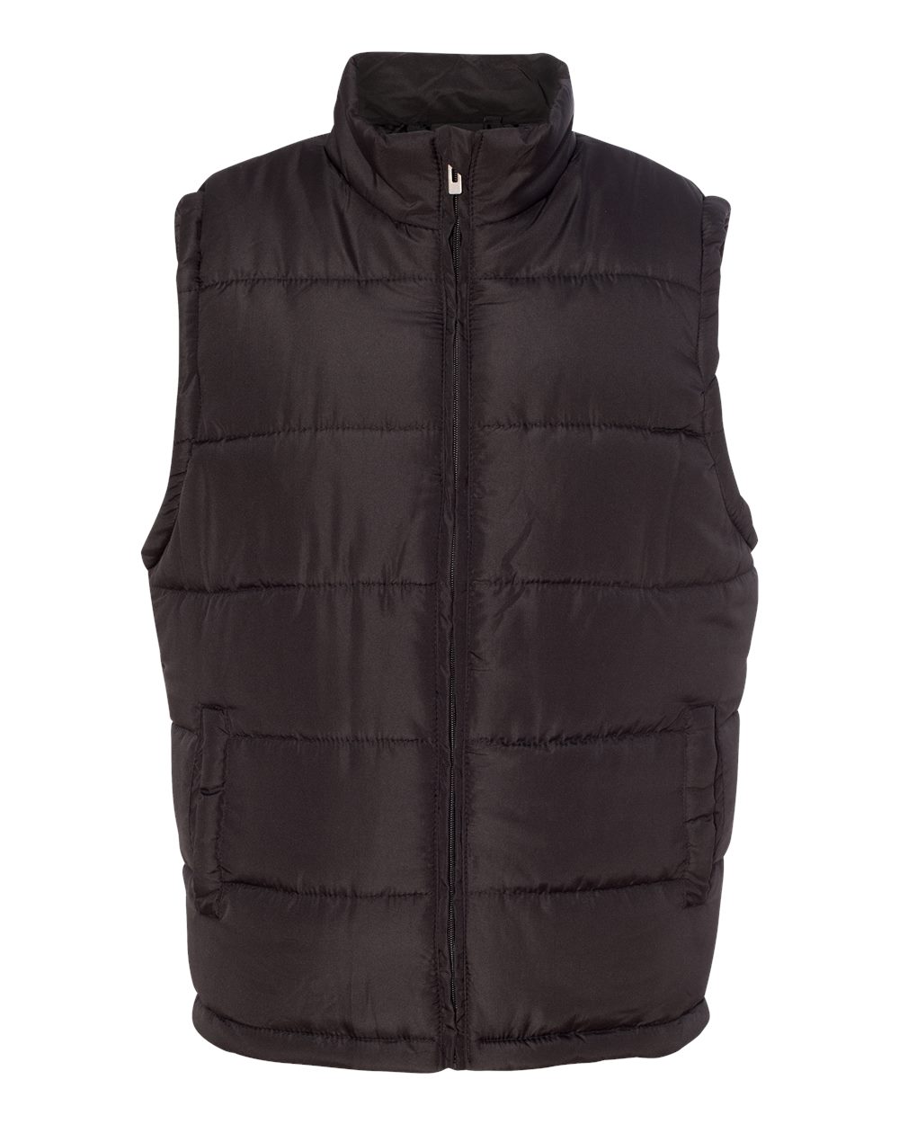 Front View of Black Puffer Vest - 8700