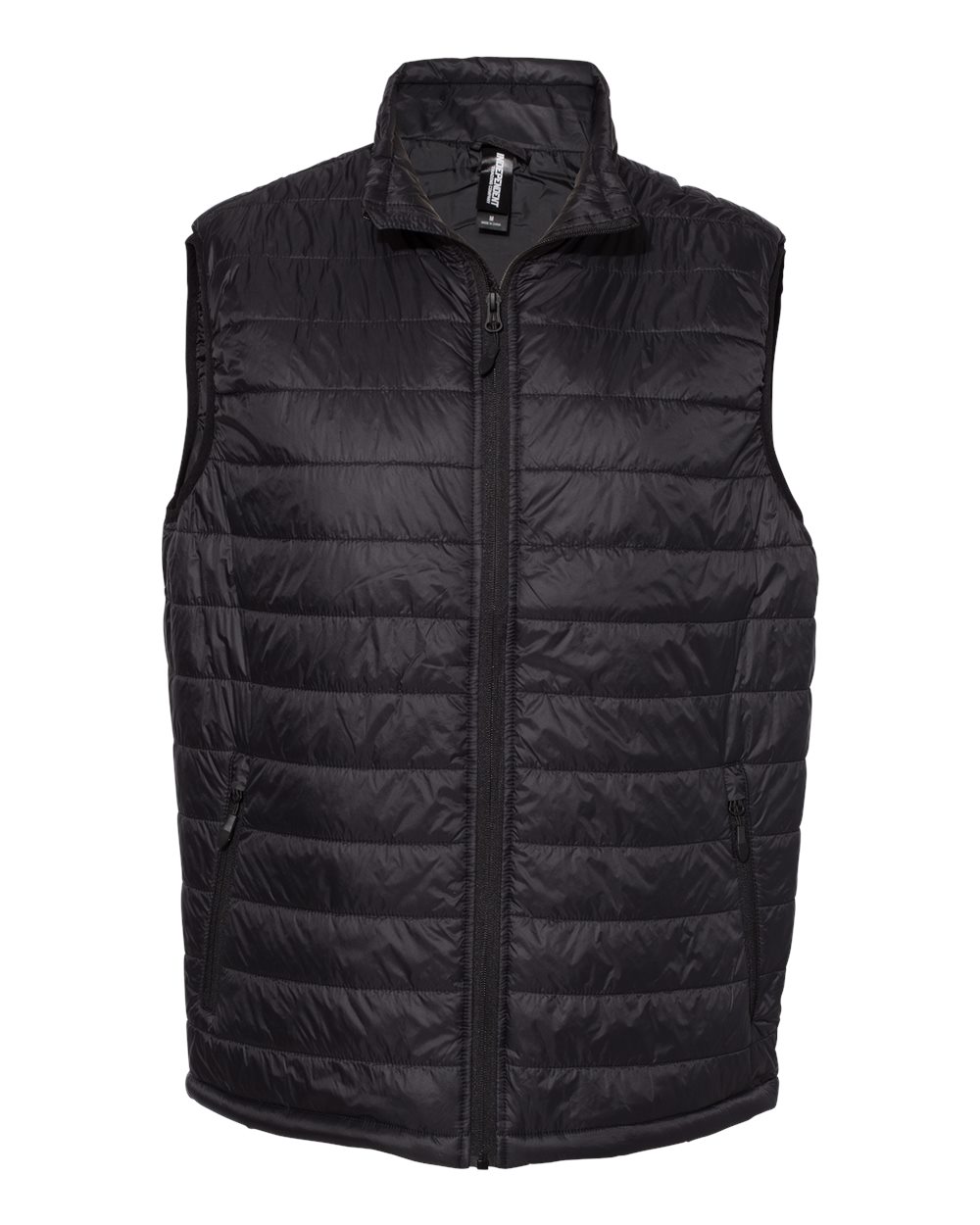 Front View of Black Puffer Vest - EXP120PFV