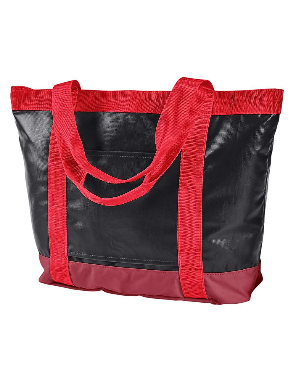 Front View of Black/ Red All-Weather Tote - BE254