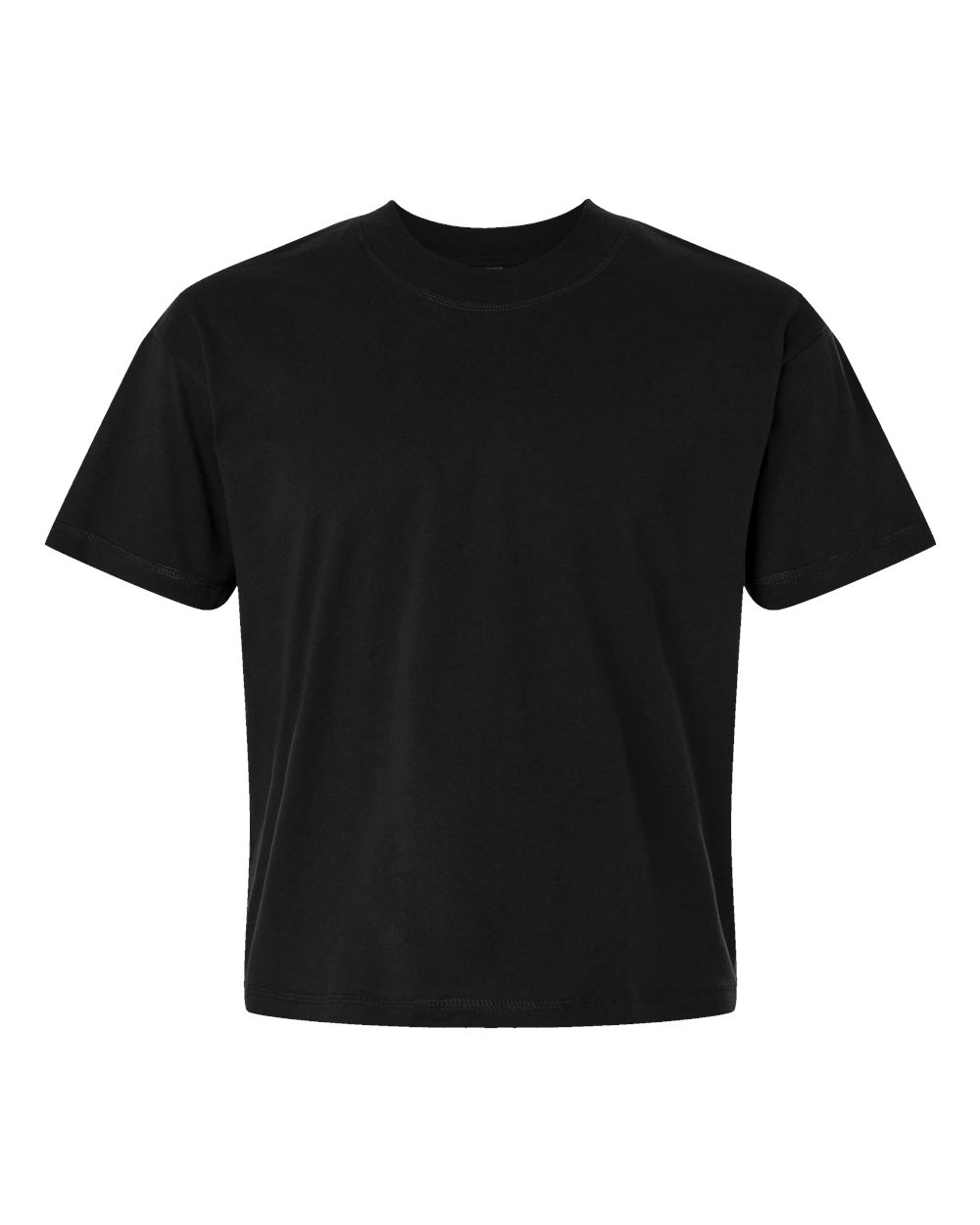 Front View of Black Relaxed Crew Tee - 3520