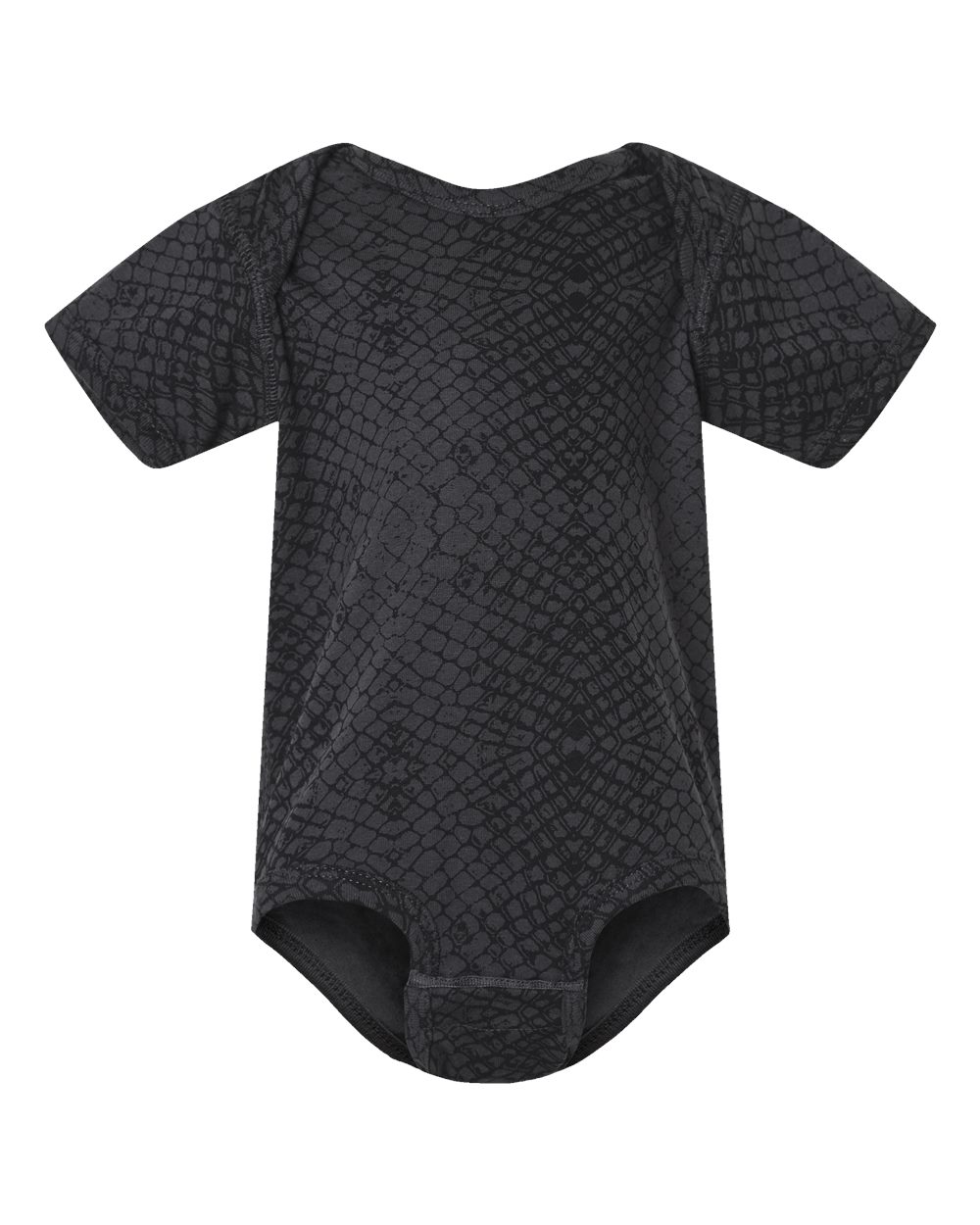 Front View of Black Reptile Infant Fine Jersey Bodysuit - 4424