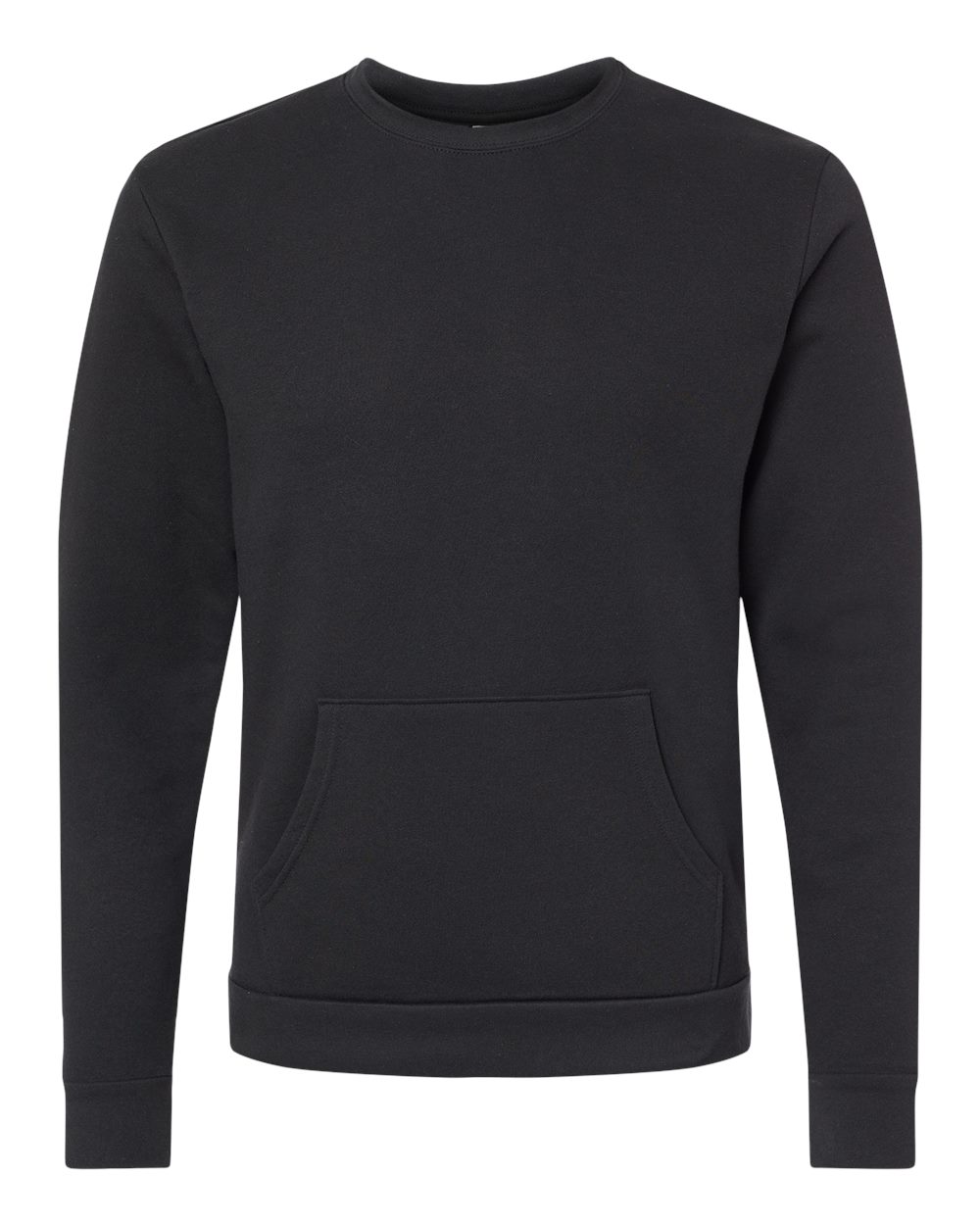 Front View of Black Santa Barbara Pocket Crewneck Sweatshirt - 9001