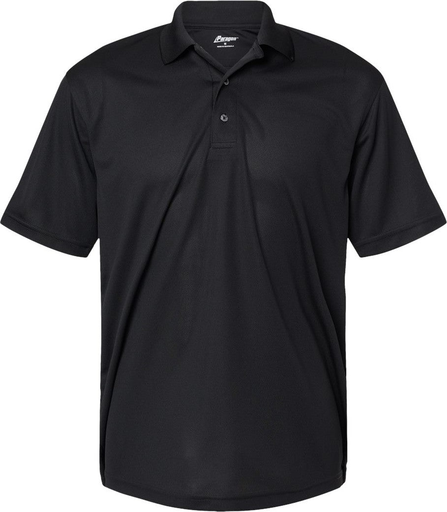 Front View of Black Saratoga Performance Mini Mesh Polo - 100