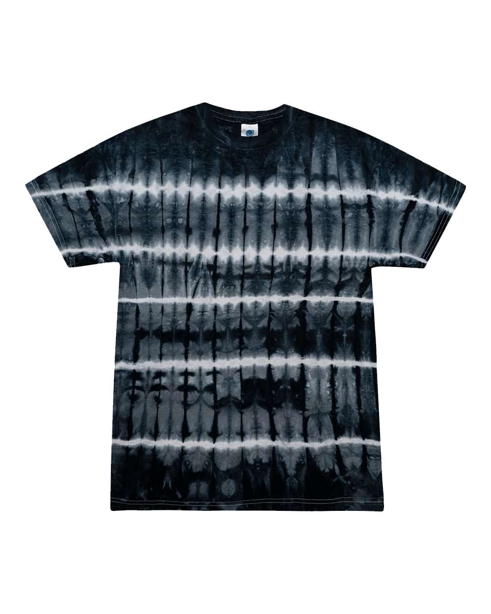 Front View of Black Shibori Multi-Color Tie-Dyed T-Shirt - 1000