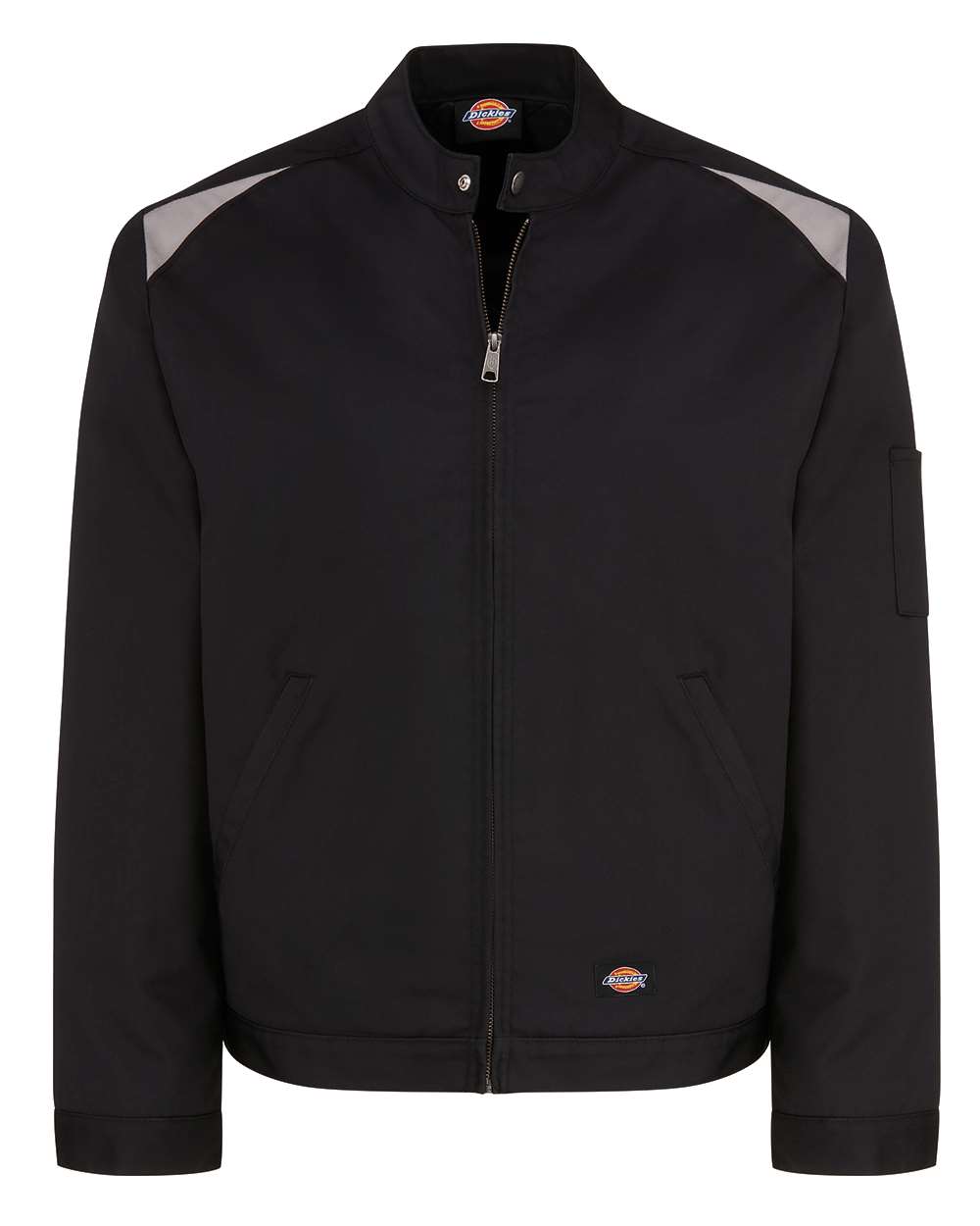 Front View of Black/ Silver Insulated Colorblocked Jacket - LJ60