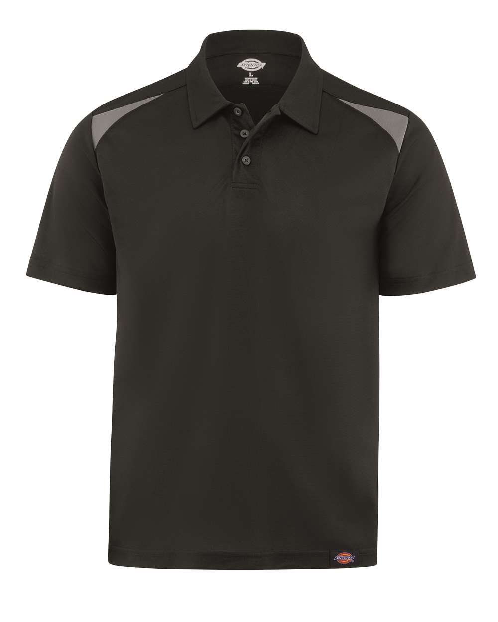 Front View of Black/ Smoke Team Performance Short Sleeve Work Shirt - LS66