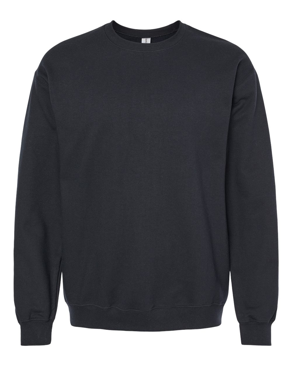 Front View of Black Softstyle® Midweight Crewneck Sweatshirt - SF000