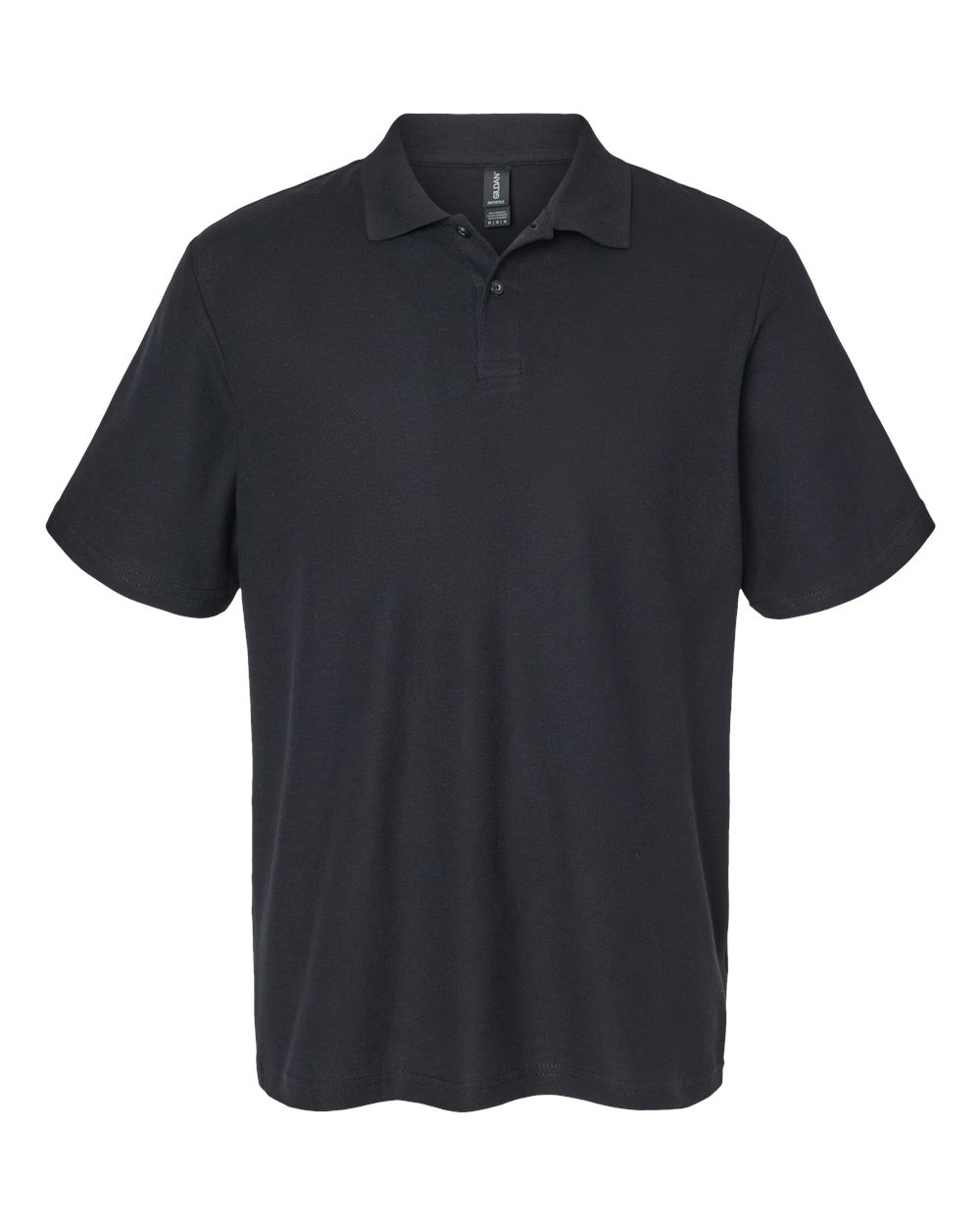 Front View of Black Softstyle® Pique Polo - 64800