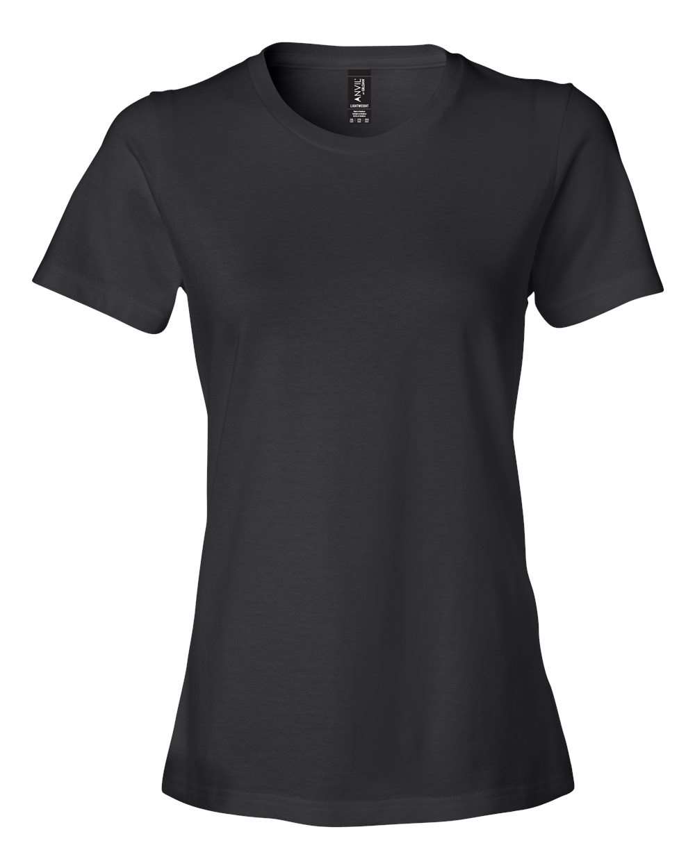 Front View of Black Softstyle® Women’s Lightweight T-Shirt - 880