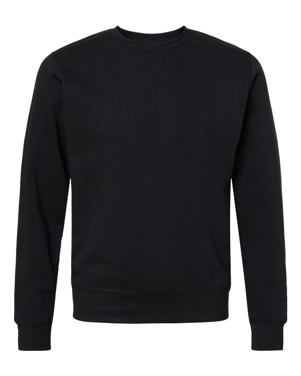 Front View of Black Solid Triblend Fleece Crewneck Sweatshirt - 8870