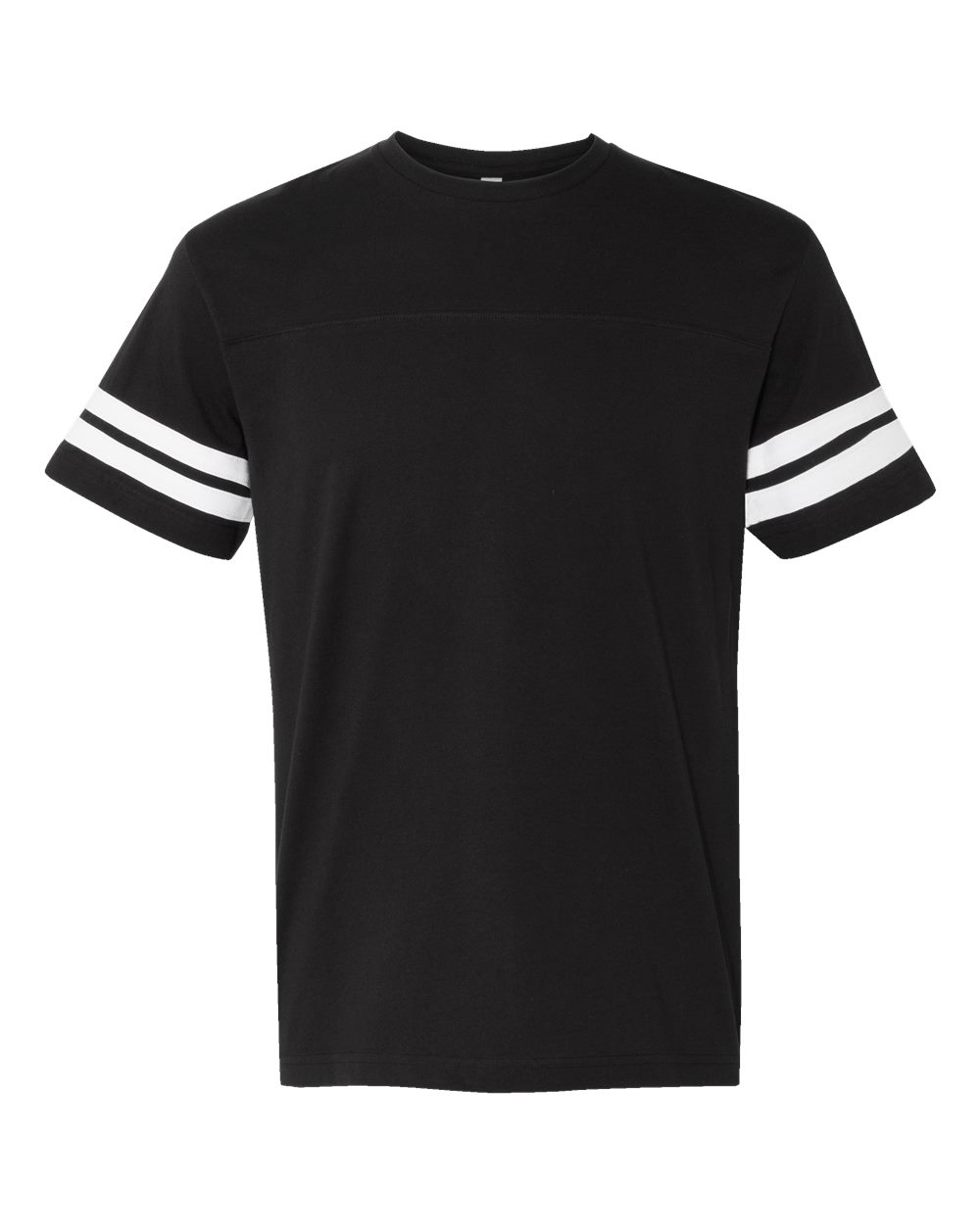 Front View of Black Solid/ White Football Fine Jersey Tee - 6937