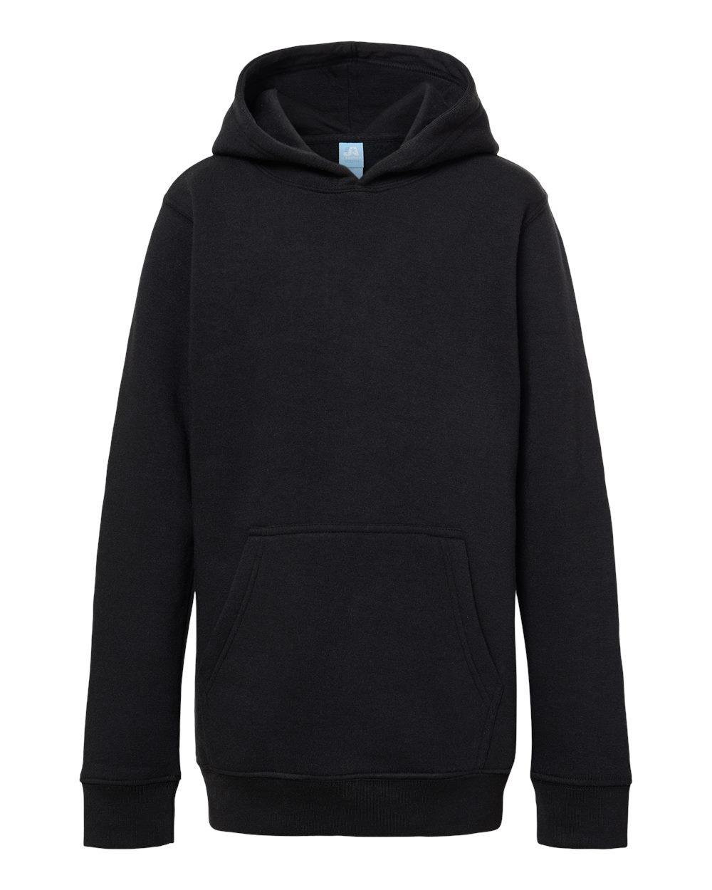 Front View of Black Solid Youth Triblend Fleece Hooded Sweatshirt - 8880