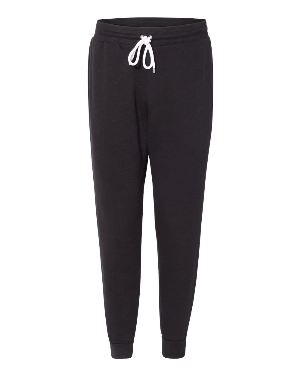 Front View of Black Sponge Fleece Jogger Sweatpants - 3727