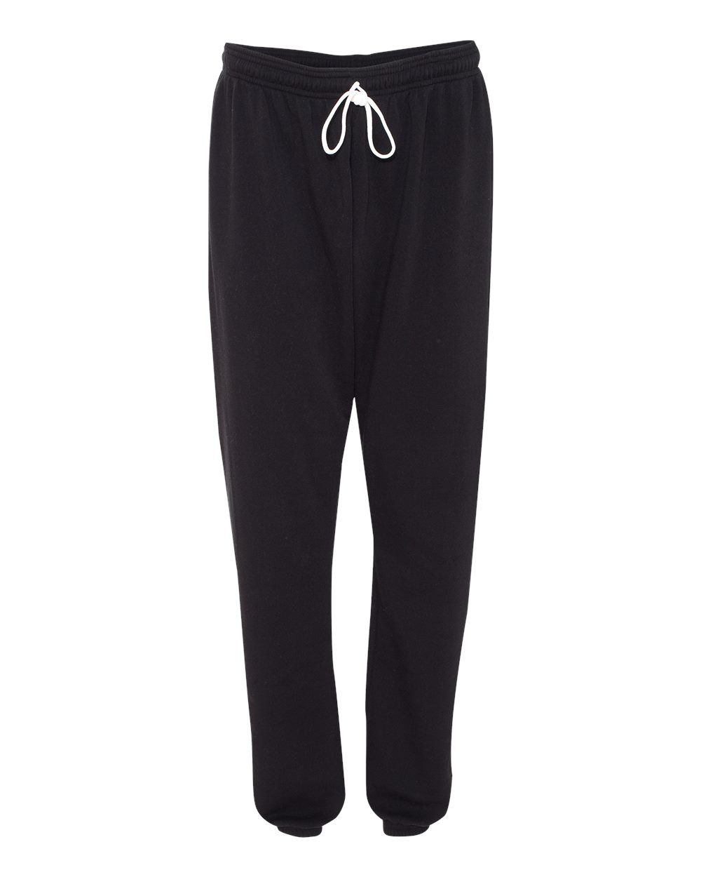 Front View of Black Sponge Fleece Long Scrunch Pants - 3737