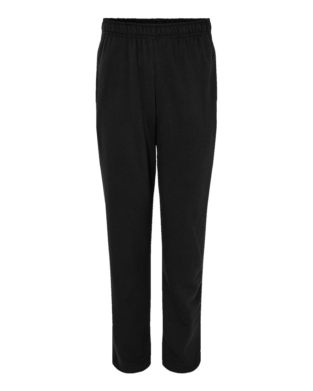 Front View of Black Sponge Fleece Straight Leg Sweatpants - 3725
