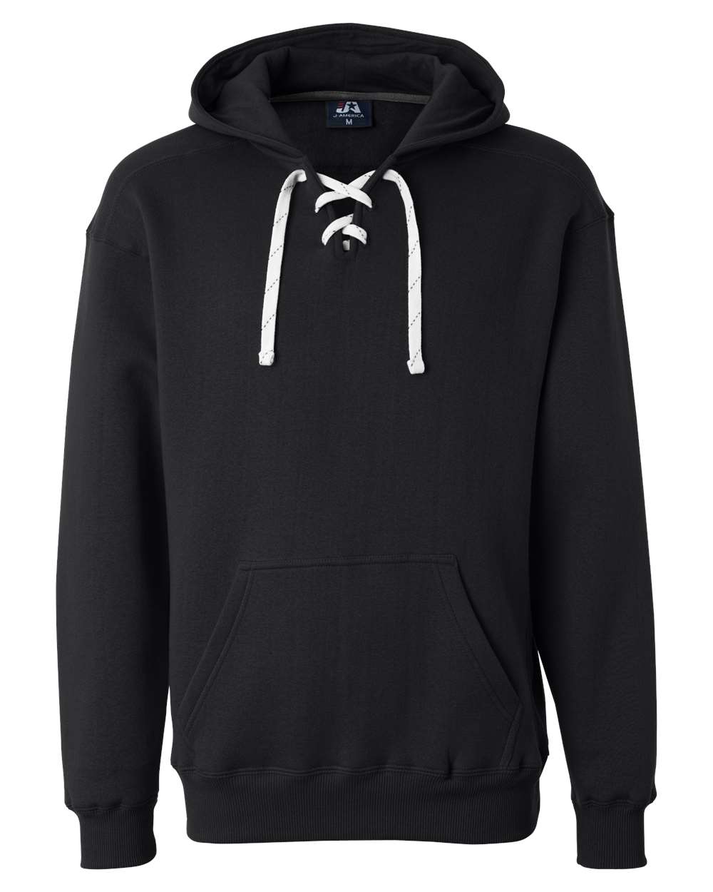 Front View of Black Sport Lace Hooded Sweatshirt - 8830