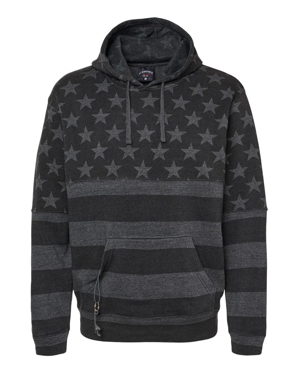 Front View of Black Stars & Stripes Tailgate Hooded Sweatshirt - 8815