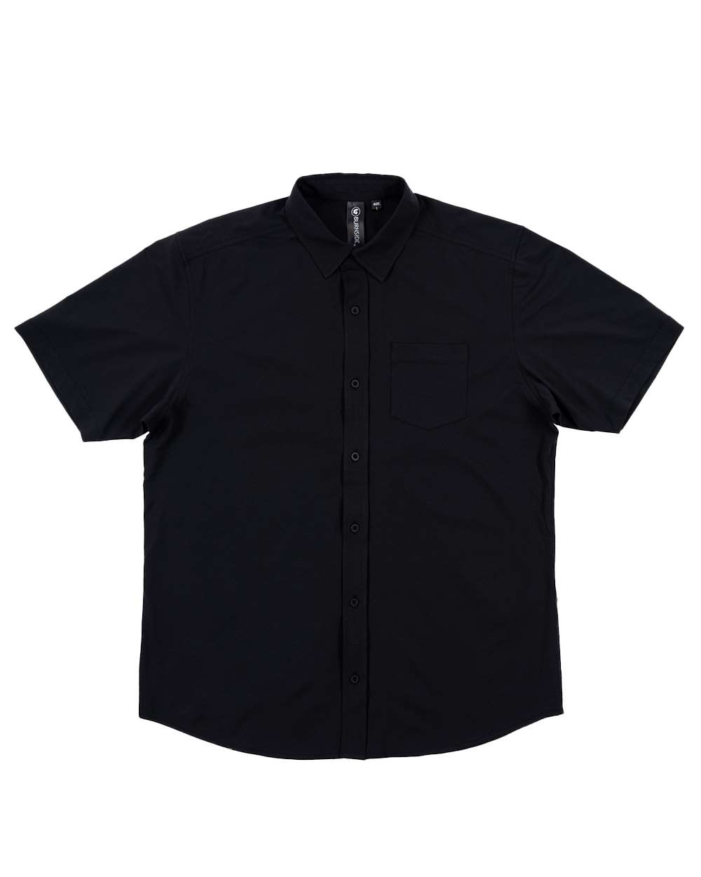 Front View of Black Stretch Woven Shirt - 9217