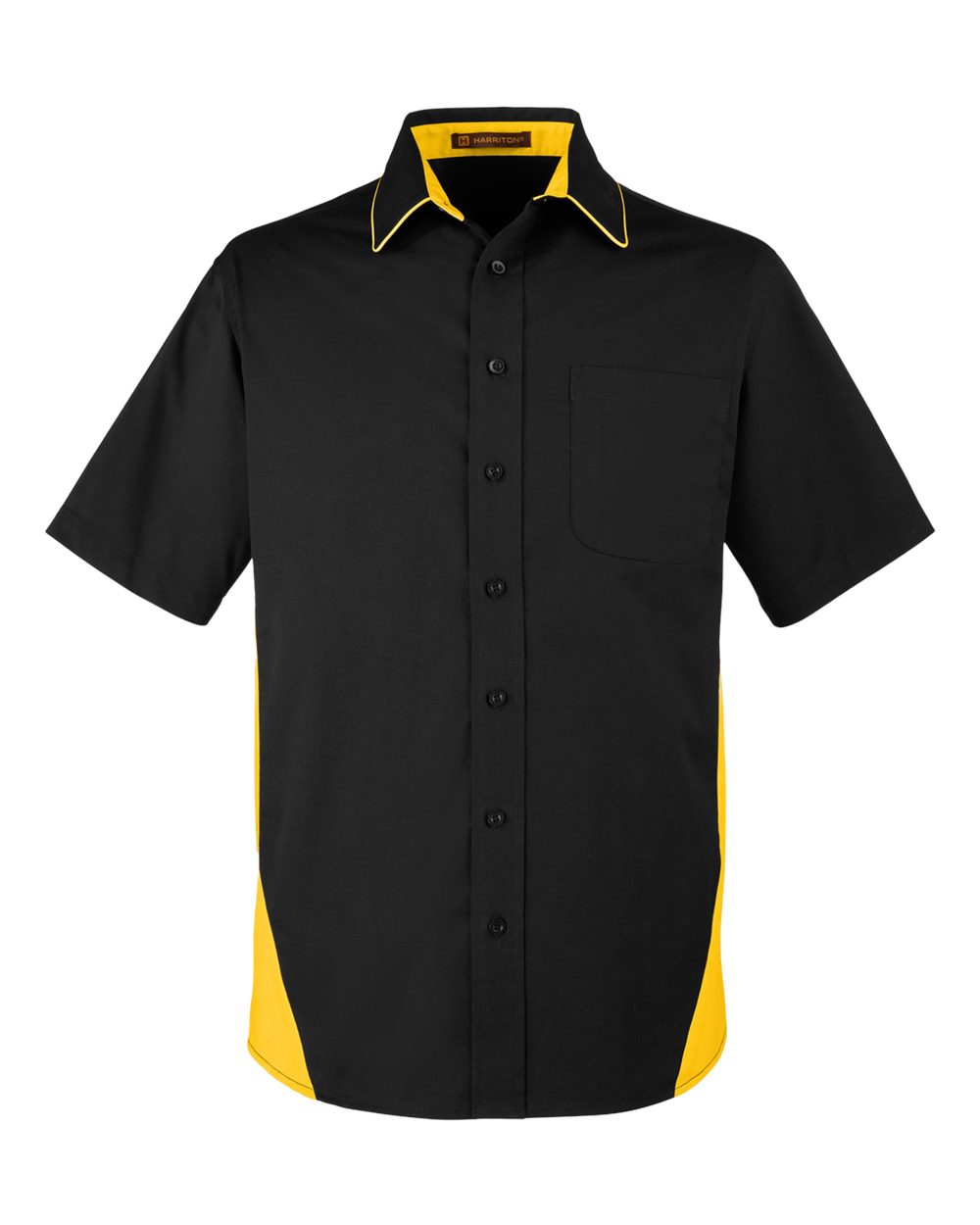 Front View of Black/ Sunray Yellow Men's Flash IL Colorblock Shirt - M586