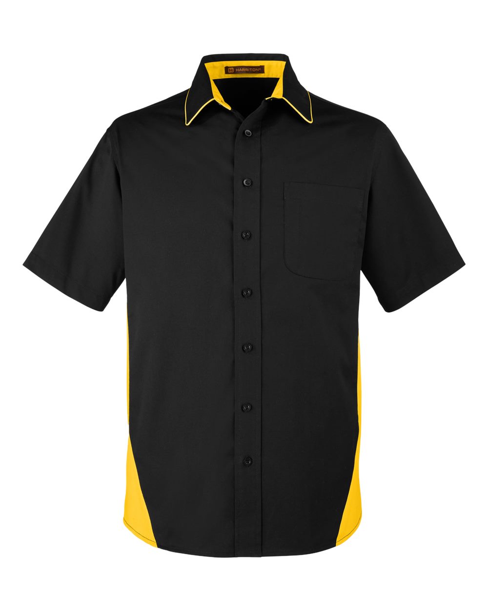 Front View of Black/ Sunray Yellow Men's Tall Flash IL Colorblock Shirt - M586T