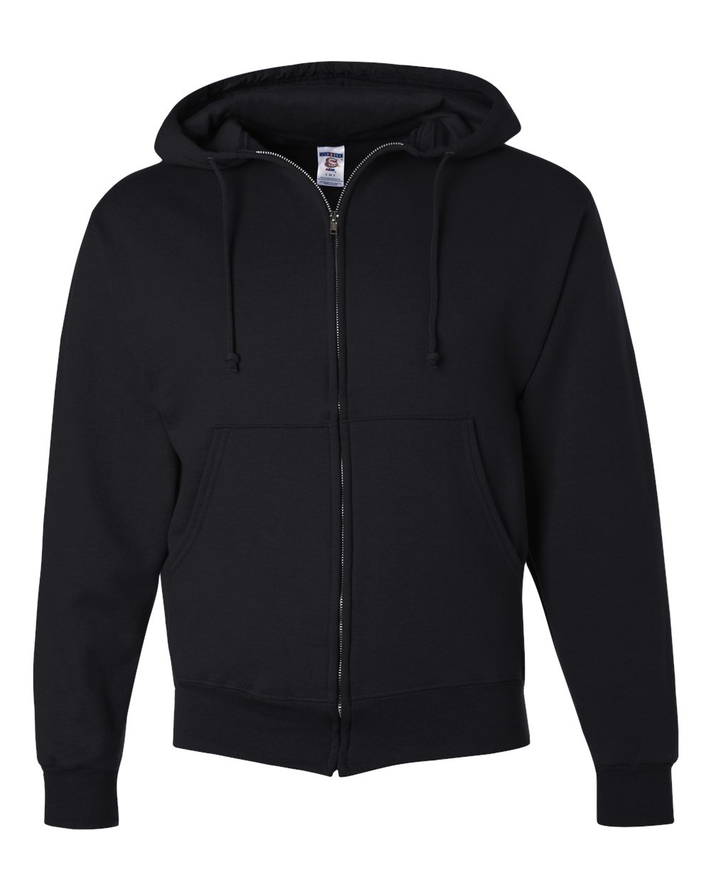 Front View of Black Super Sweats NuBlend® Full-Zip Hooded Sweatshirt - 4999MR