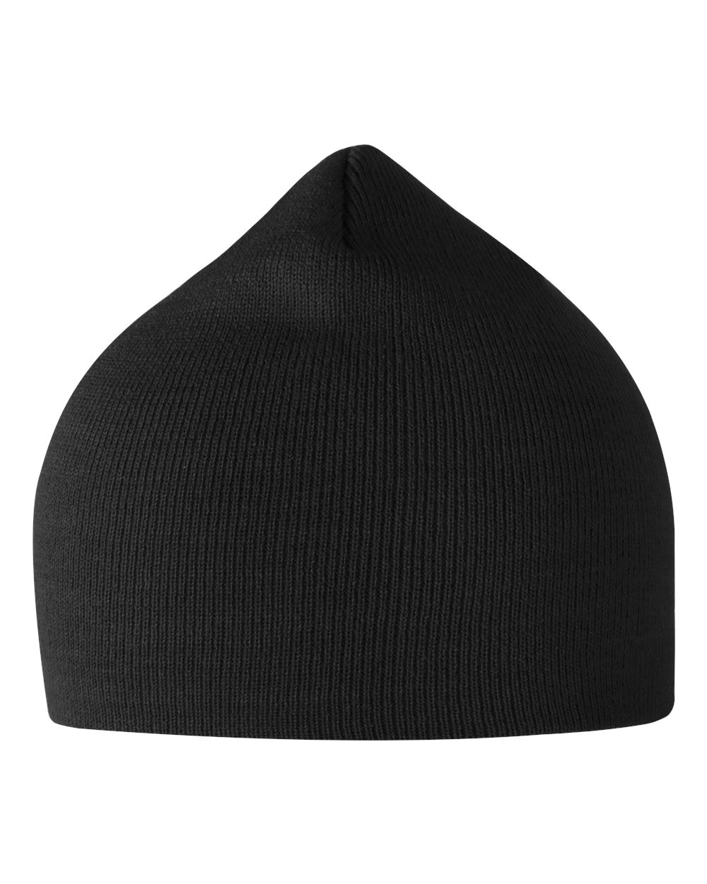 Front View of Black Sustainable 8" Beanie - MOOVER