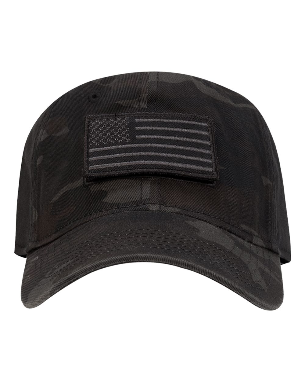 Front View of Black Tactical Cap - 3353