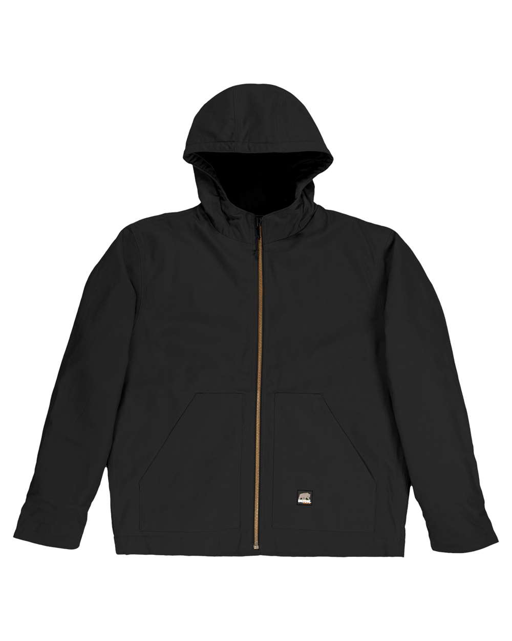 Front View of Black Tall Heritage Duck Hooded Jacket - HJ65T