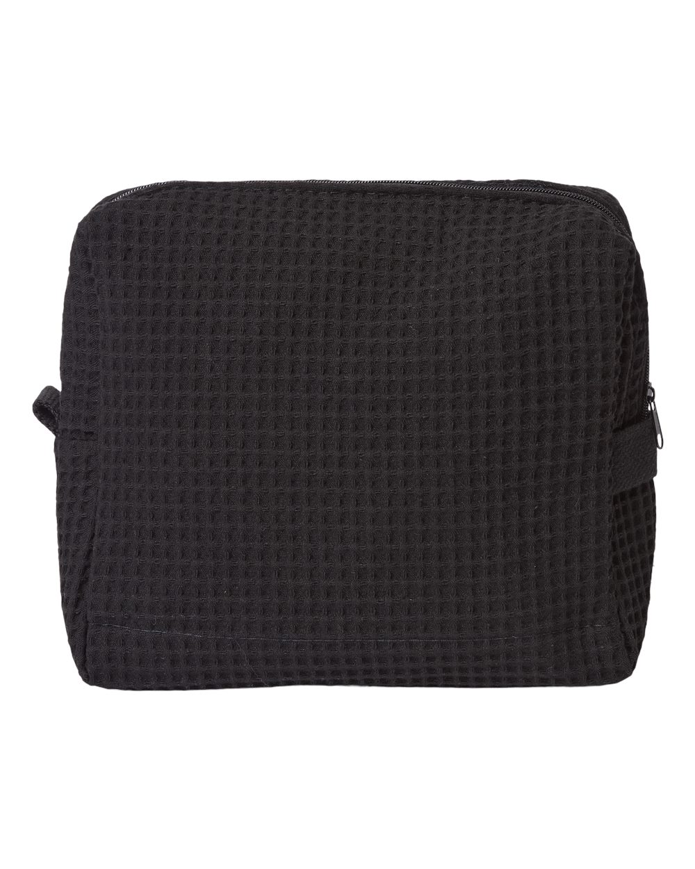 Front View of Black Tammy Waffle Weave Spa Bag - 5770