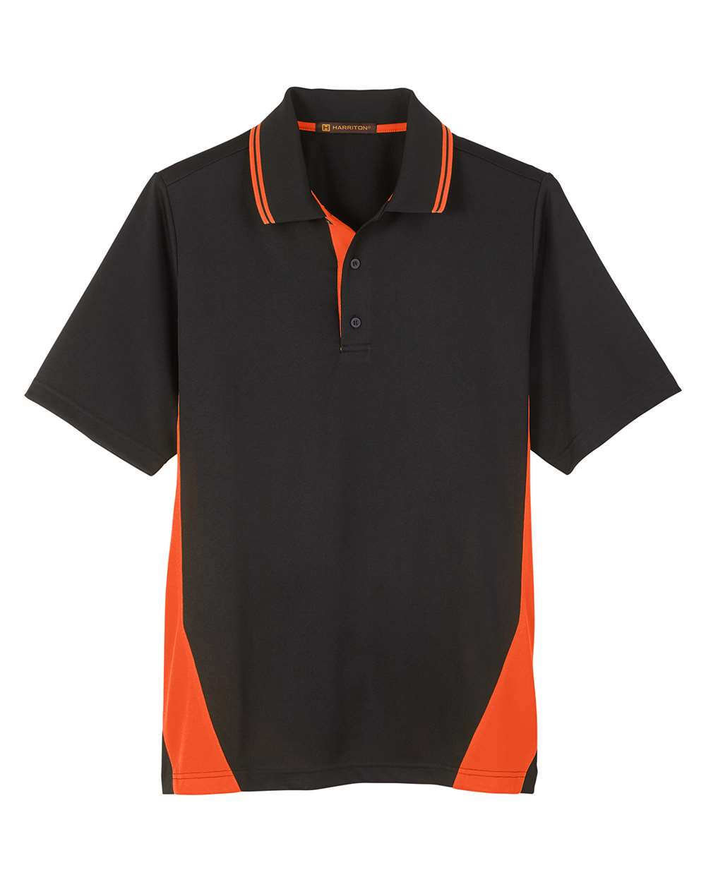 Front View of Black/ Team Orange Men's Tall Flash Snag Protection Plus IL Colorblock Polo - M386T