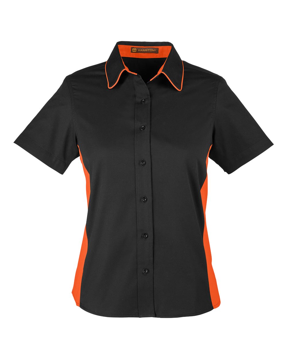 Front View of Black/ Team Orange Women's Flash IL Colorblock Shirt - M586W