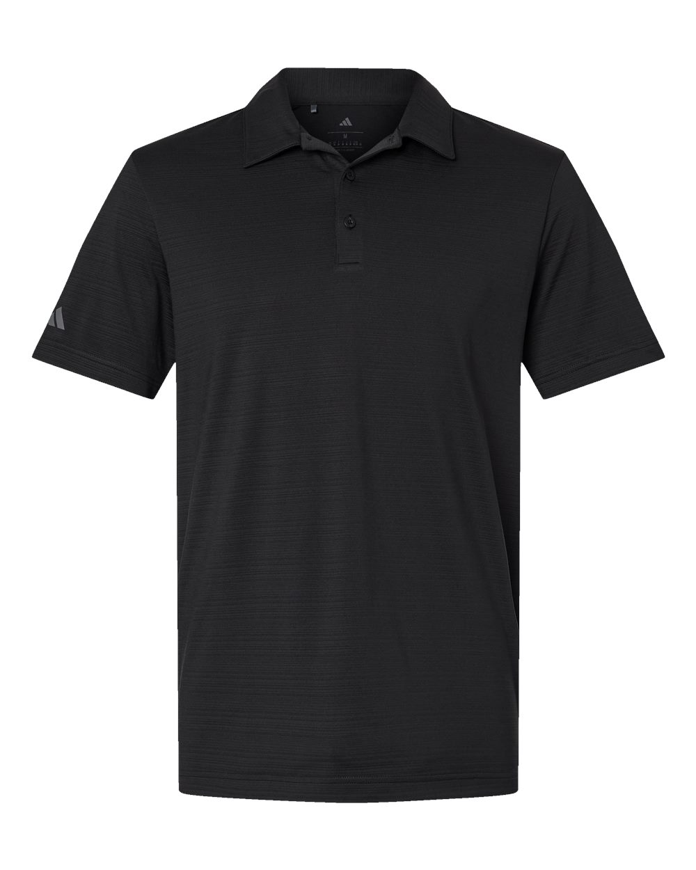 Front View of Black Textured Stripe Polo - A704