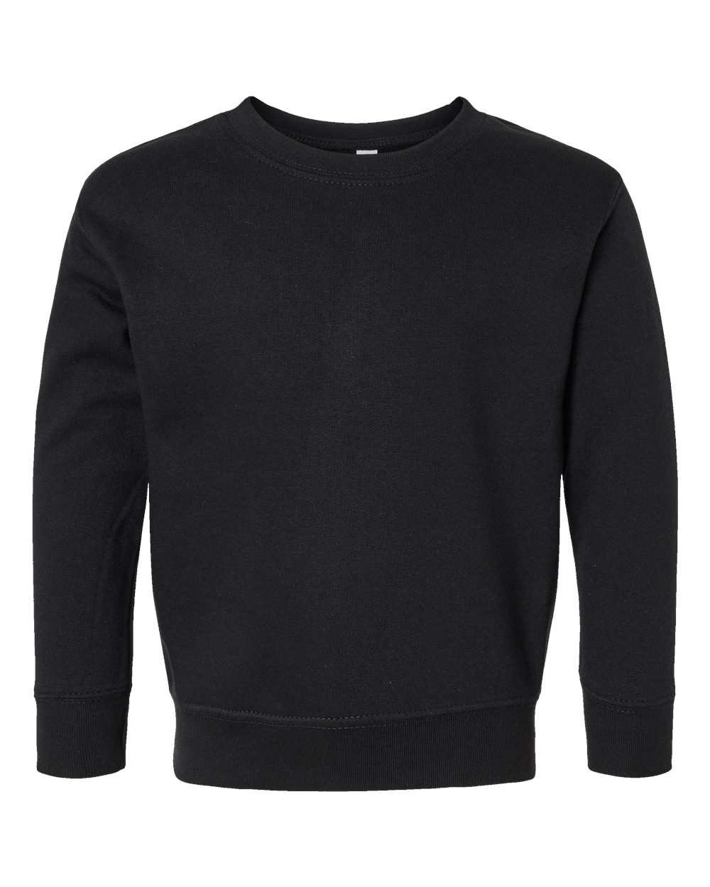 Front View of Black Toddler Fleece Crewneck Sweatshirt - 3317