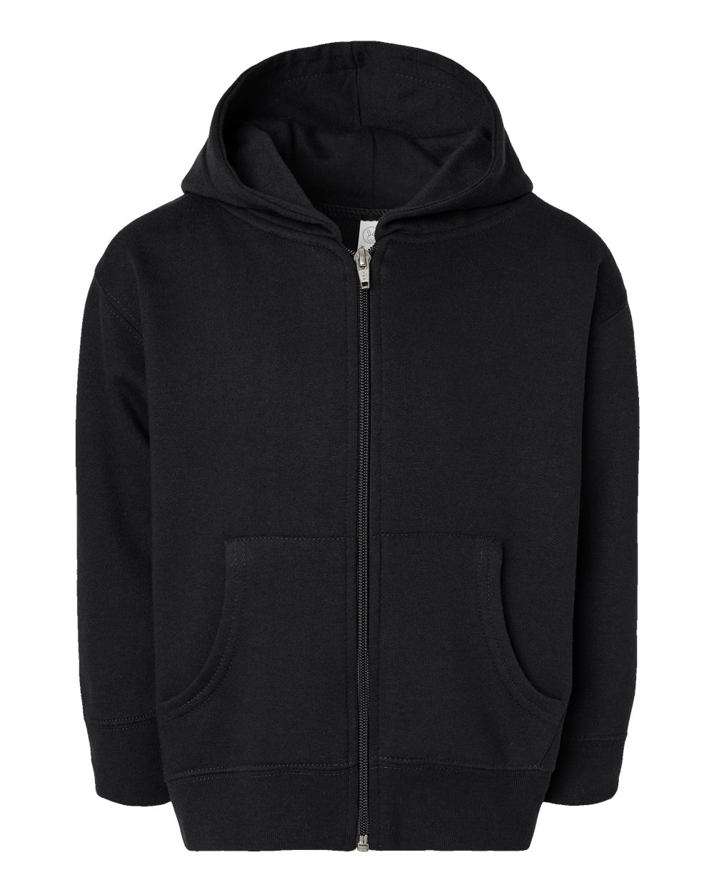 Front View of Black Toddler Full-Zip Fleece Hoodie - 3346
