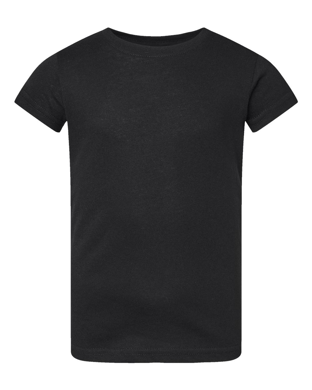 Front View of Black Toddler Girls Fine Jersey Tee - 3316