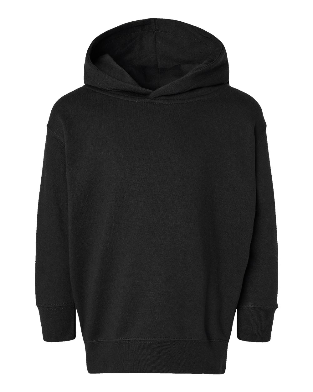 Front View of Black Toddler Pullover Fleece Hoodie - 3326