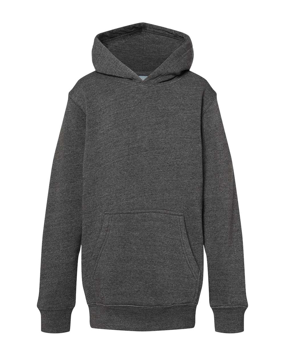 Front View of Black Triblend Youth Triblend Fleece Hooded Sweatshirt - 8880