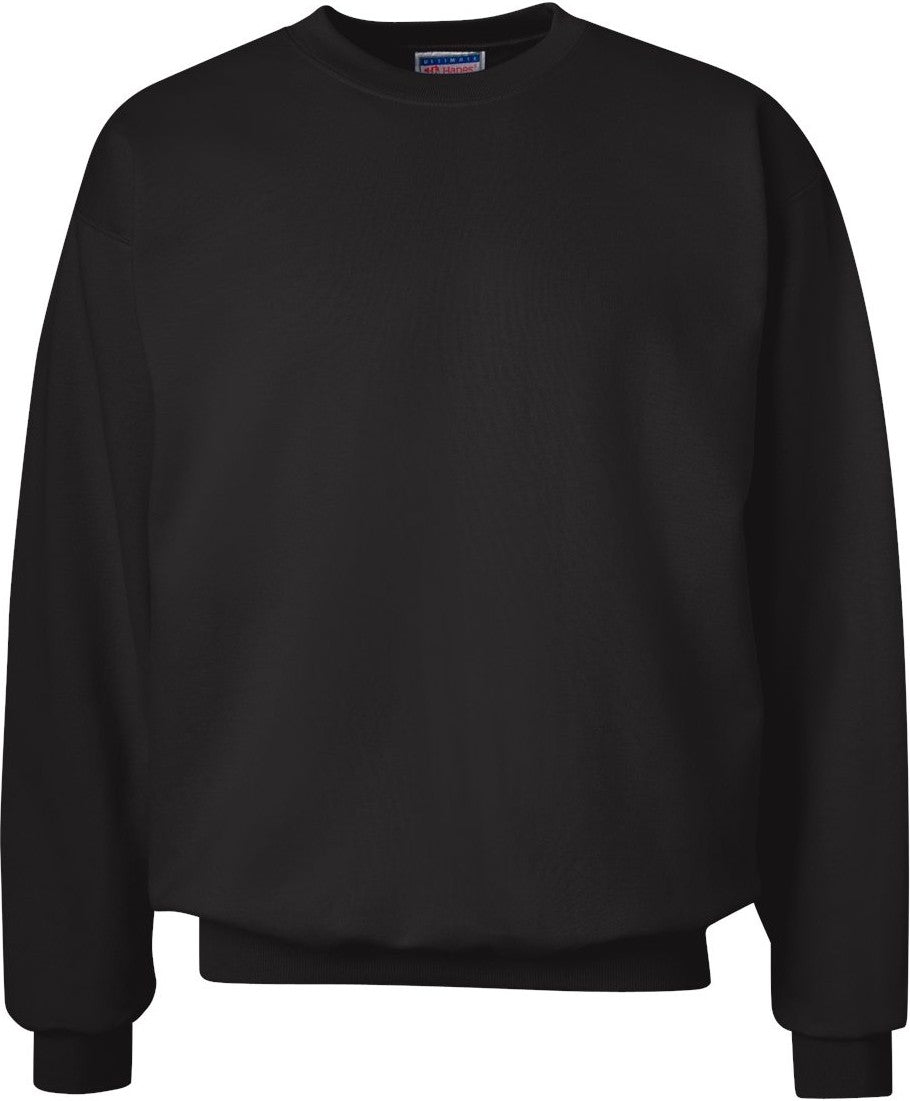 Front View of Black Ultimate Cotton® Crewneck Sweatshirt - F260