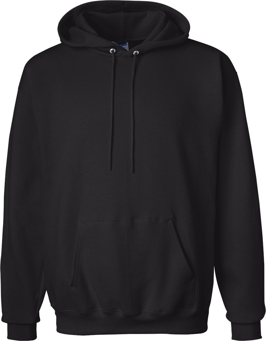 Front View of Black Ultimate Cotton® Hooded Sweatshirt - F170