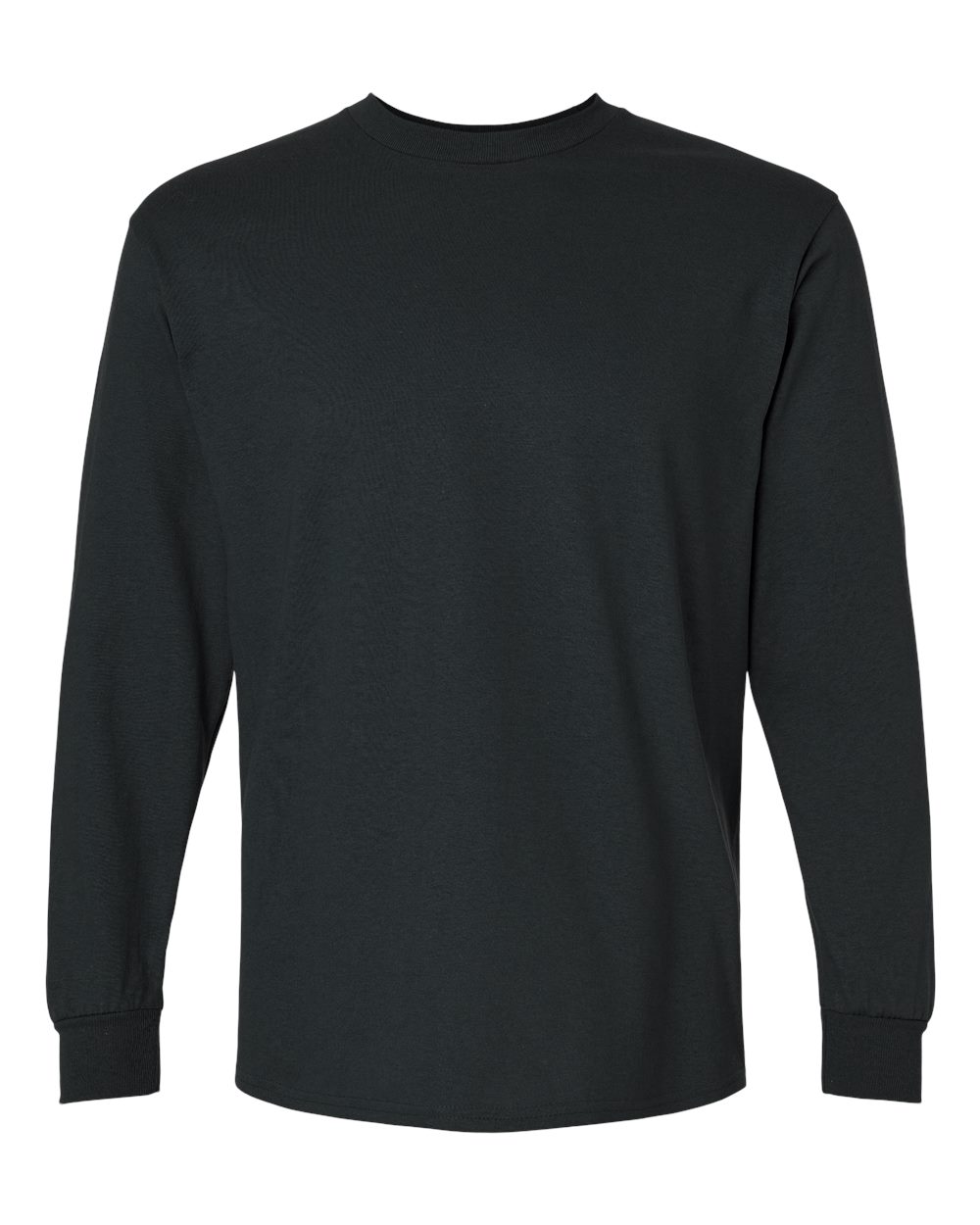 Front View of Black Ultra Cotton® Long Sleeve T-Shirt - 2400