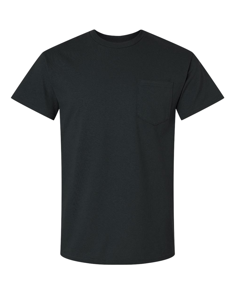 Front View of Black Ultra Cotton® Pocket T-Shirt - 2300