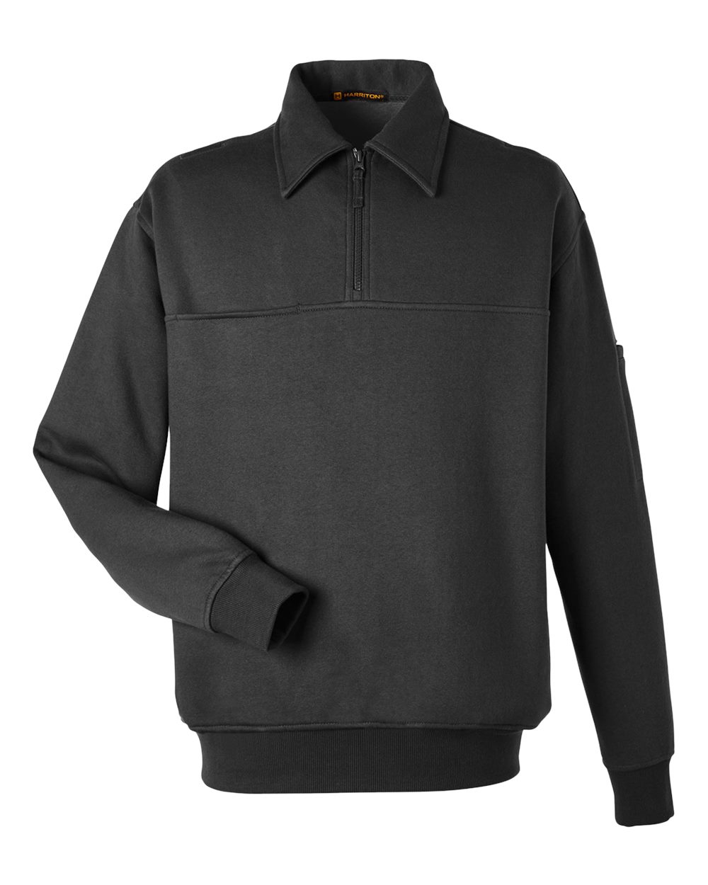 Front View of Black Unisex ClimaBloc™ Heavyweight Tactical Quarter-Zip Pullover - M712