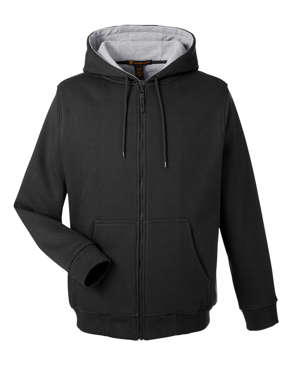 Front View of Black Unisex ClimaBloc™ Lined Heavyweight Hooded Sweatshirt - M711