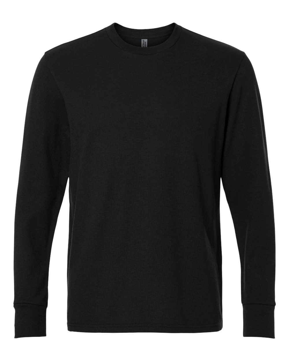 Front View of Black Unisex Ideal Thermal Long Sleeve T-Shirt - 8211