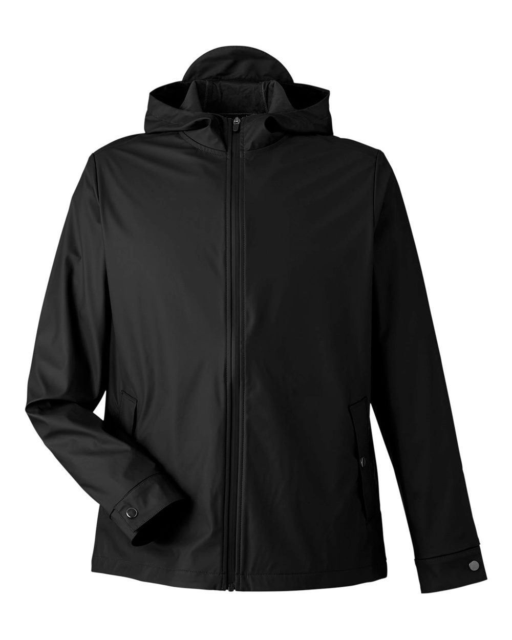 Front View of Black Unisex New Classics® Prescott Rain Jacket - DG720