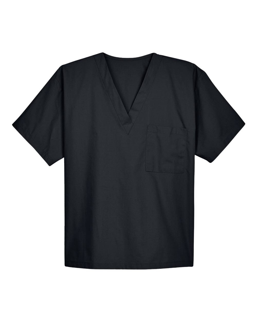 Front View of Black Unisex Restore Scrub Top - M897